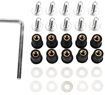 Aublinto Vis De Pare-Brise Moto,Vis De Pare-Brises,Vis For Pare-Brise Fixation De Pare-Brise Moto Vis De Pare-Brise Boulon Compatible H=on=da Cbr 600 F4i Cbr1000rr Cb400 Vfr800 M5x16 5mm,Argent
