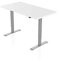 - AGIL - Elektrisch Höhenverstellbarer Schreibtisch - Graues Gestell mit Einzelmotor & Weißer Tischplatte - 140 x 70 cm - stufenlos verstellbar - Ergonomischer Sitz-steh-Schreibtisch