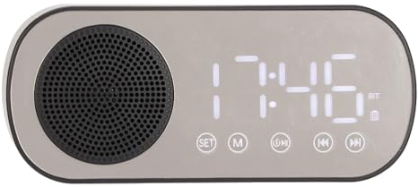 PUSOKEI Digitaler Radiowecker, Dualer Radiowecker, Digitaluhr, Sleep-Timer, UKW-Radio mit BT-Lautsprecher Zum Lesen, Kochen, Reiten