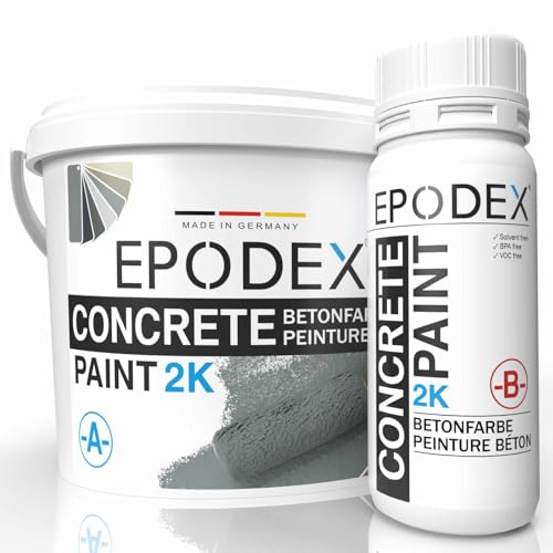 EPODEX 2K CONCRETE PAINT | Betonfarbe, Bodenfarbe für Bodenbeschichtung, Garagenbodenbeschichtung | Wasserfest | Keller, Garage, Werkstatt | Innen- und überdachter Außenbereich | 3.6kg (14m²)