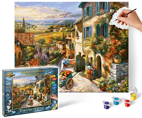 Schipper 609130879 Peinture par Numéros - Toscane Idylle - Photos Peinture pour Adultes - Pinceaux et Peintures Acryliques 40x50cm