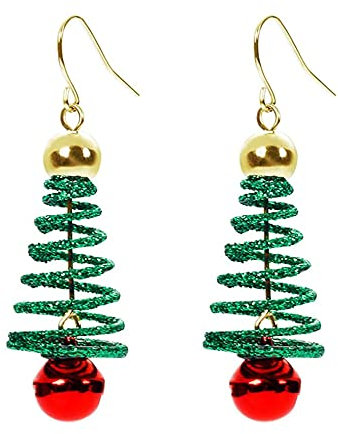 Weihnachtsbaum Jingle Bell Baumeln Ohrringe für Frauen Mädchen niedliche Charms rote Kugel Tinkel Glocke grüner Kranz Tropfen Haken Baumeln