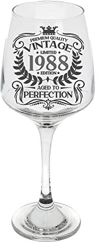 Always Looking Good Grand verre à vin gravé pour 37e anniversaire vintage 1988 Aged to Perfection - 400 ml