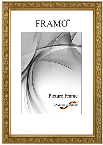 FRAMO Barock Bilderrahmen 30 x 45 cm aus Massivholz | Alt-Gold | Farbe/Größe wählbar | Retro Vintage Antik Rahmen N°096