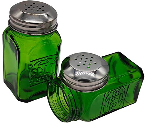 Kerixi Salz- und Pfefferstreuer, Retro, Glas, Grün