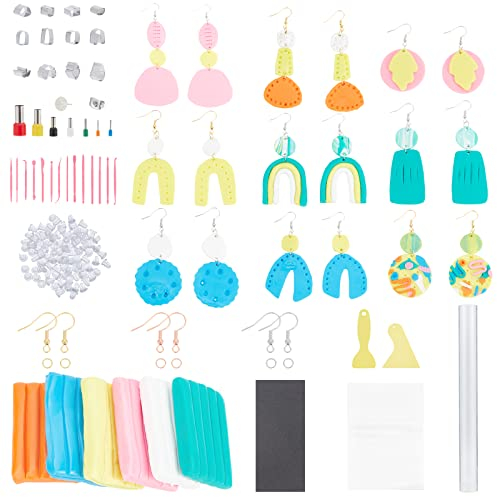 WEBEEDY Polymer Clay Earrings Making Kit 281 Pcs Clay Cutters Set mit 28 Formen Edelstahl Clay Cutter Tools, 6 Farben Oven Bake Modellierung Clay, Ideal Geschenk Erwachsene und Künstler