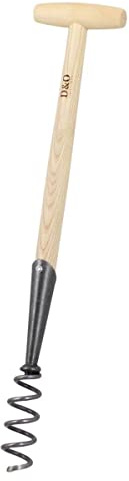 D&O - Löwenzahnzieher aus Borstahl mit 40 cm Eschen-T-Stiel - Unkrautzieher | 58 cm Gesamtlänge, geschmiedeter Borstahl, Korkenzieher-Prinzip für tiefverwurzeltes Unkraut, rückenschonendes Arbeiten