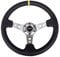 NRG Innovations NRG-RST-006GM-Y verstärktes Lenkrad, 350 mm, Sportlenkrad (7,6 cm tief), Metallspeichen mit runden Löchern, schwarzes Leder, gelbe Mittelmarkierung, tiefe Schale, 6-Bolzen