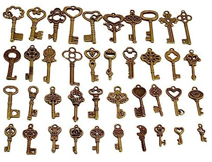 SURALIN 40 stück Retro Schlüssel Bronze Vintage Schmuck Deko Antik Vintage Deko, Alte Schlüssel Flaschenöffner Hochzeit