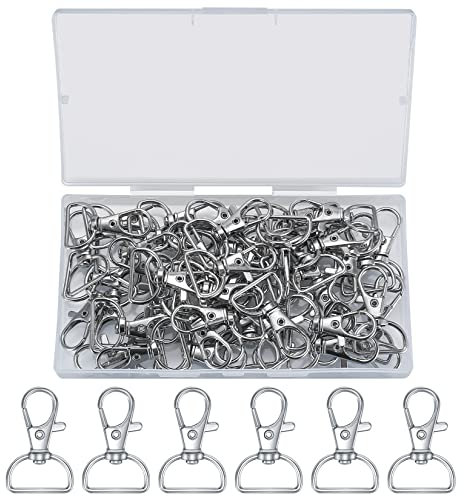 50 Pcs Swivel Clasps Clips, Key Chain Hooks with D Ring, Lobster Clasps Swivel Trigger Snap Hooks, Swivel Snap D Ring Keychain Hooks, for Lanyard Handbag DIY Craft Puppy Chains Hardware