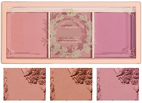 Wangen-Rouge-Palette,Dreifarbige Rouge-Palette mit Pinsel | Rouge-Puder für Wangen-Make-up, langanhaltendes Gesichts-Schönheits-Rouge, Gesichts-Highlight Yemyap