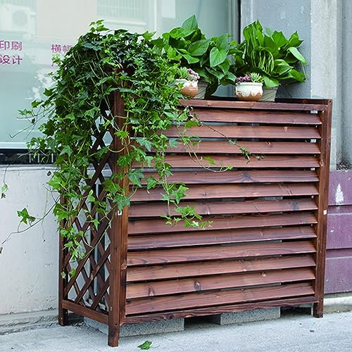 YCOVSFP Wooden Air Conditioner Guardrail Screen Solid Wood Air Conditioner Cover Shutter Frame Trash Can Shell Flower Stand Air Conditioner Heat Pump Protective Grille (Size : 85x35x75cm)