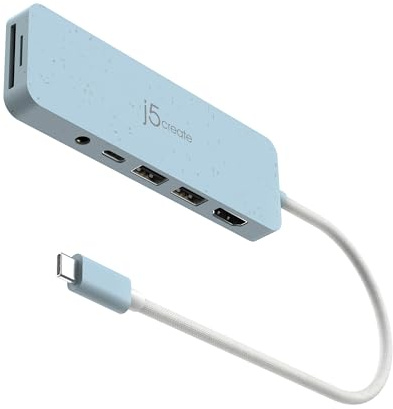 j5create Hub multi-porta USB-C con Power Delivery con 4K HDMI/2 USB-A 5Gbps/PD 100W Ricarica SD&Micro SD/3.5mm Audio | per MacBook Pro&Air/iPad Pro/iMac/Surface/XPS/Thinkpad/Galaxy/e altro (JCD373ER)