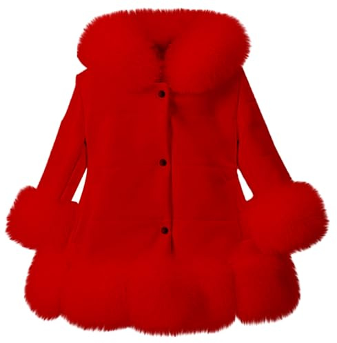 L9WEI Vestaglia Bambina Cappotto da Bambina per Bambina Cappotto Invernale Antivento Addensato Giacca da Bambino in Caldo Pile Giacca Vento Neonato (Red, 5-6 Years)
