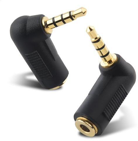 Cable Matters Lot de 2 adaptateurs 3,5 mm à Angle Droit en Noir (Adaptateur 3,5 mm à Angle Droit, Adaptateur 3,5 mm à 90 degrés, Adaptateur Audio 90 degrés)