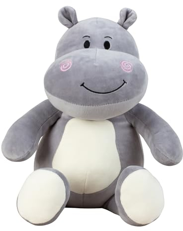 Lifestyle & More Baby-Plüschtier Kuscheltier Nilpferd grau/weiß aus super weichem Spandex-Plüsch Höhe 30 cm