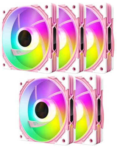 Ventiladores De PC De Escritorio, Ventilador De Computadora De 3 Pines, 5V, Control PWM Direccionable, Ventilador De CPU De 120MM For Carcasas (Color : C Pink, Size : 5 Pack)