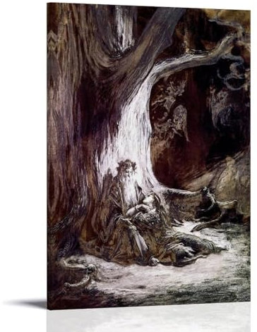 JUYOZ Gustave Dore, Malerwerke, Vivien und Merlin, Poster, Leinwand, Wandkunst, dekorativ, Schlafzimmer, modern, Heimdruck, Kunstwerk, 20 x 30 cm