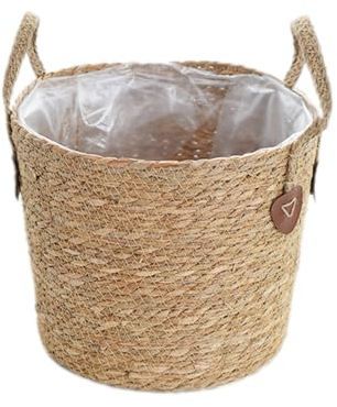 “Pot de Fleurs en Osier tressé avec Anse, Panier de Rangement pour Jouets, Panier de Rangement avec poignée, Fait à la Main (S)