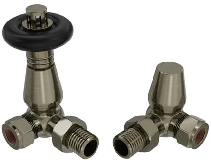 Warmehaus 15mm Traditional TRV Thermostatic Corner Radiator Valve with Lockshield Valve Polished Antique Brass