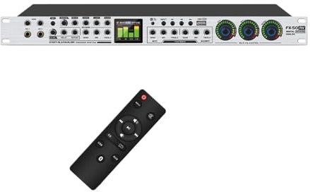 MZZYG Égaliseur Graphique Processeur D'effet Audio Numérique Karaoké Bluetooth Professionnel KTV Pré-effecteur Son Système D'effet D'écho Audio Processeur Audio(Silvery)