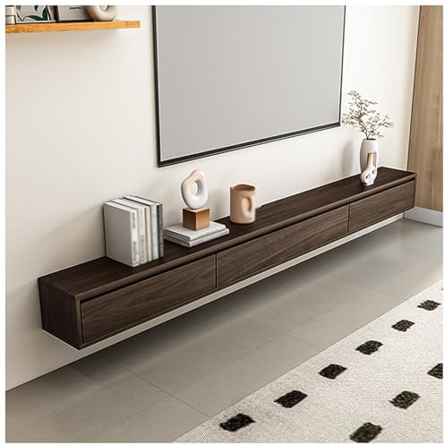 WDSOPK Mobile TV sospeso, Mobile TV Montato a Parete, mensole sospese con 3 Ante, Grande Panca TV portaoggetti per Soggiorno e Ufficio,Brownb-160cm