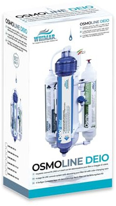 Whimar OsmoLine Deio 50GPD 190 L/g impianto ad osmosi inversa 4 Stadi con postfiltro deionizzante a viraggio di colore per la produzione di acqua osmotica RO ultrapura per acquari