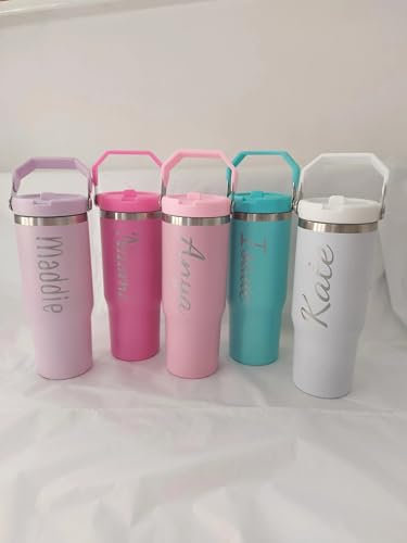 Personalised Engraved large 30oz insulated tumbler with lid handle, cold drinks, Gift for all, 850ml water bottle Back to school leakproof