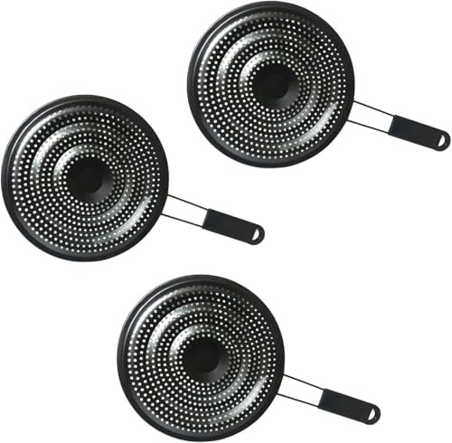 GSV Essentials Ring Pan Mat Hob, Heat Diffuser for Induction Cooktop, Tiny Holes to Effectively Prevent Splash, Flame Guard for Gas, Stove, Cooktop, Black (3 PCS)