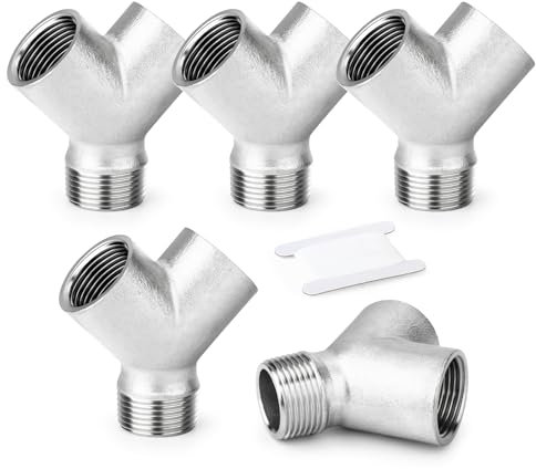 ERGAOBOY 2 Pcs 304 Stainless Steel Y Shape 3 Way Pipe Fittings, 1/2 BSP Female x 1/2 BSP Female x 1/2 BSP Male Thread Connector