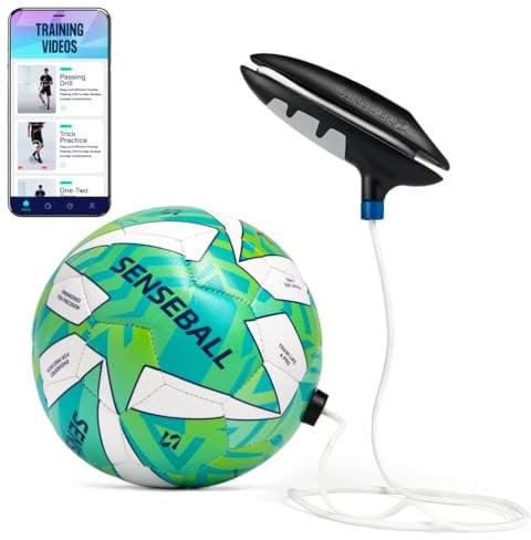 SenseBall Pro-Level Übungsfußball Gr 2 - Grün & Weiß - App-gestütztes Training & Fußball mit App - 50 Übungen für Ballkontrolle & Fußballtraining - Beidfüßige Technik & Trainingszubehör - Technikball