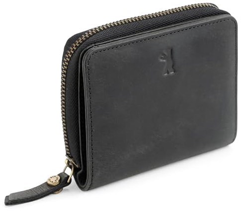 Berliner Bags Vintage Geldbörse Sara, Kleine Portemonnaie, Geldbeutel aus Leder, mit TÜV-gepruftem RFID-Schutz, inkl Geschenk-Box, für Damen - Dunkelgrau