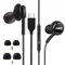 Qtresi Auriculares estéreo intraurales para Samsung Galaxy S24, S23, S22, S21, S20, Note 10, 10+, diseñados con micrófono y control remoto de volumen, conector tipo C, color negro