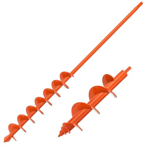 Insaga 2pcs Auger Drill Bit, 81x5.1cm & 23x10cm Bulb Planting Auger Post Hole Digger Extended Garden Soil Spiral Drill for Bedding/Seeding/Fence Mailbox Post, Suits 10mm Hex Drive Drill
