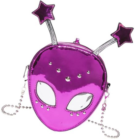 PEVive Fashion Mini Alien Crossbody Bag für Damen und Herren Umhängetasche mit Kettenriemen, Knallpink (Hot Pink)