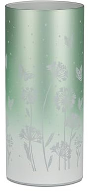 Frühlingslicht Frühlingsdekoration Dekolicht Deko Zylinder Sommerzeit mit LED-Licht 15cm aus Farbglas Pastell-Mint beleuchtet, stehend