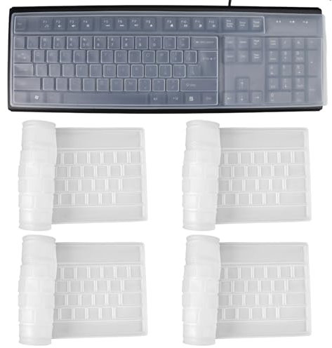 LuminaryLair 4 Pièces Transparent Clavier Film Protecteur, Silicone Housse Clavier Anti-Poussière, Convient aux Bureaux, Hôpitaux, Écoles