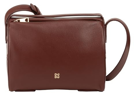 DuDu Umhängetasche für Damen aus Leder – Elegante kleine Tasche mit verstellbarem Schultergurt für jede Gelegenheit Chocolate_lilac