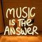 LMSIGNLY Music Is The Answer Neon Sign for Wall Decor Warm White Letter Neon Light Live Music Neon Light Sign LED Word Light for Studio Concert Bar Bedroom Decoration