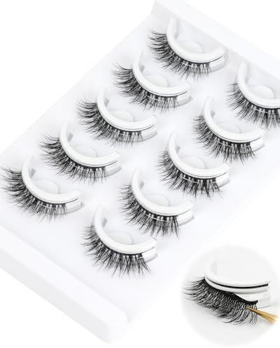 Cat Eye Faux Cils Naturel Auto Adhésifs Pre Glued Eyelashes 5 Pairs Pack Self Adhesive Cils Individuels Reusable and Soft No Glue Needed by Obeyalash (6D46)