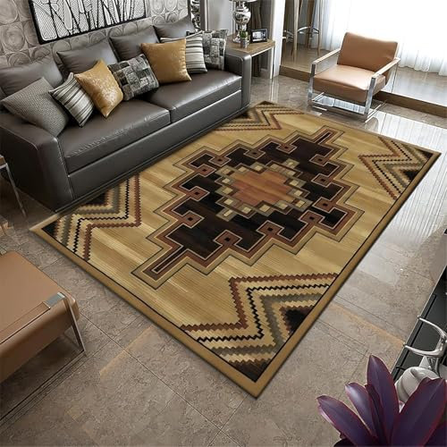 Kinderteppich, 3D-Druck, Retro-Geometrisch Gestreiftes Plaid, Fußmatte, rutschfeste Bodenmatte, Wohnzimmer-Dekorteppich 50 X 80 cm - Leicht Zu Reinigendes, Weiches Polyester Mit Gummirü -60482144199