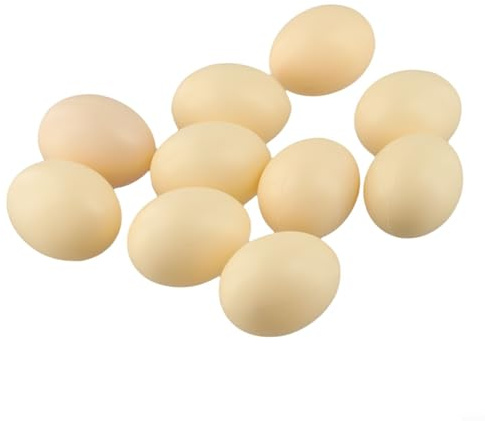 Oniissy 10 Stück Gefälschte Hühnereier Set Realistische Kunststoff Nest Eier für Hühner Langlebig Leicht Schaufensterpuppe Eier Zum Ermutigen Legen DIY Osterei Basteln Geflügel