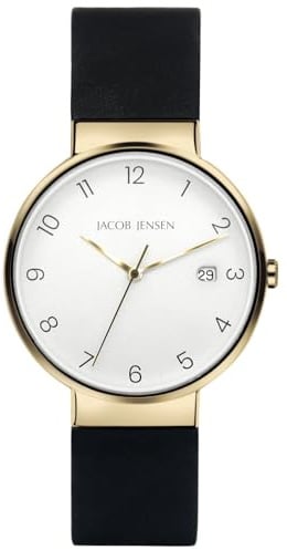 Jacob Jensen Herrenarmbanduhr Titan Quarz Goldfarben 186