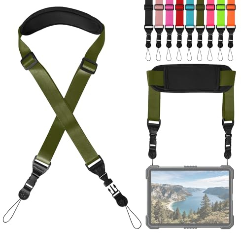 Padded iPad Binocular Camera Shoulder Strap, Nylon Neck Lanyard Strap, Army Green, Default