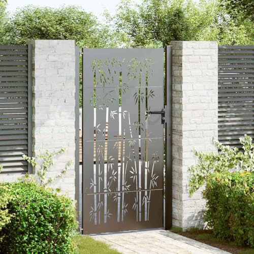 Staketenzaun Tor Hoftor, Gartentor, Gartenzaun 105x75 cm stahl Bambus Design für Garten Terrasse
