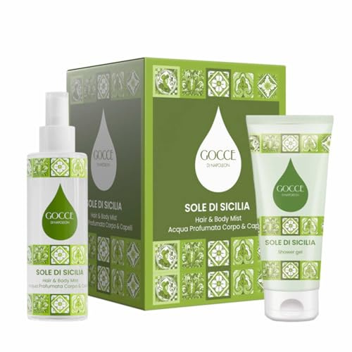 Napoleon Sole Di Sicilia Geschenkbox für Damen, parfümiertes Wasser für Körper und Haar 200 ml und Duschgel 150 ml