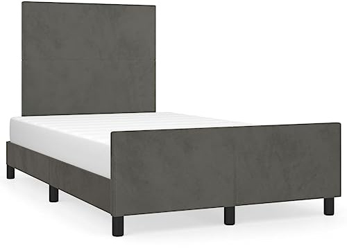 Yisssmeng Samt Bettgestell 120x200 cm mit höhenverstellbarem Kopfteil Dunkelgrau Robuster Bettrahmen aus Echtholz Modernes Design für Schlafzimmer Gästezimmer Jugendzimmer