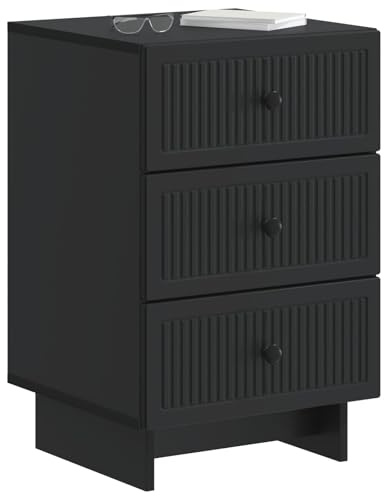 vidaXL Nachttisch Schwarz 43 x 41 x 66,5 cm Holzwerkstoff, Vintage Nachttisch, rechteckiger Beistelltisch, viel Stauraum, Elegantes Schlafzimmermöbel, funktionale Akzente