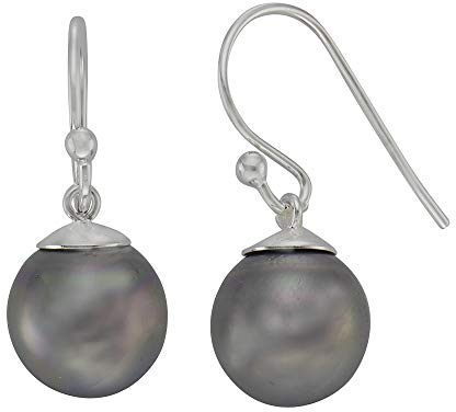 Zeeme Pearls Damen Ohrringe 925/- Sterling Silber 2,8cm Glänzend Muschelkernperle grau 360230225-1
