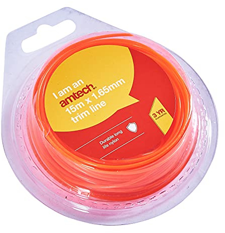 Amtech String Trimmer Line, durable nylon, clean cut on grass and weeds, easy wind-on fit for original spool, for precise edging and touch-ups, 15m x 1.65mm